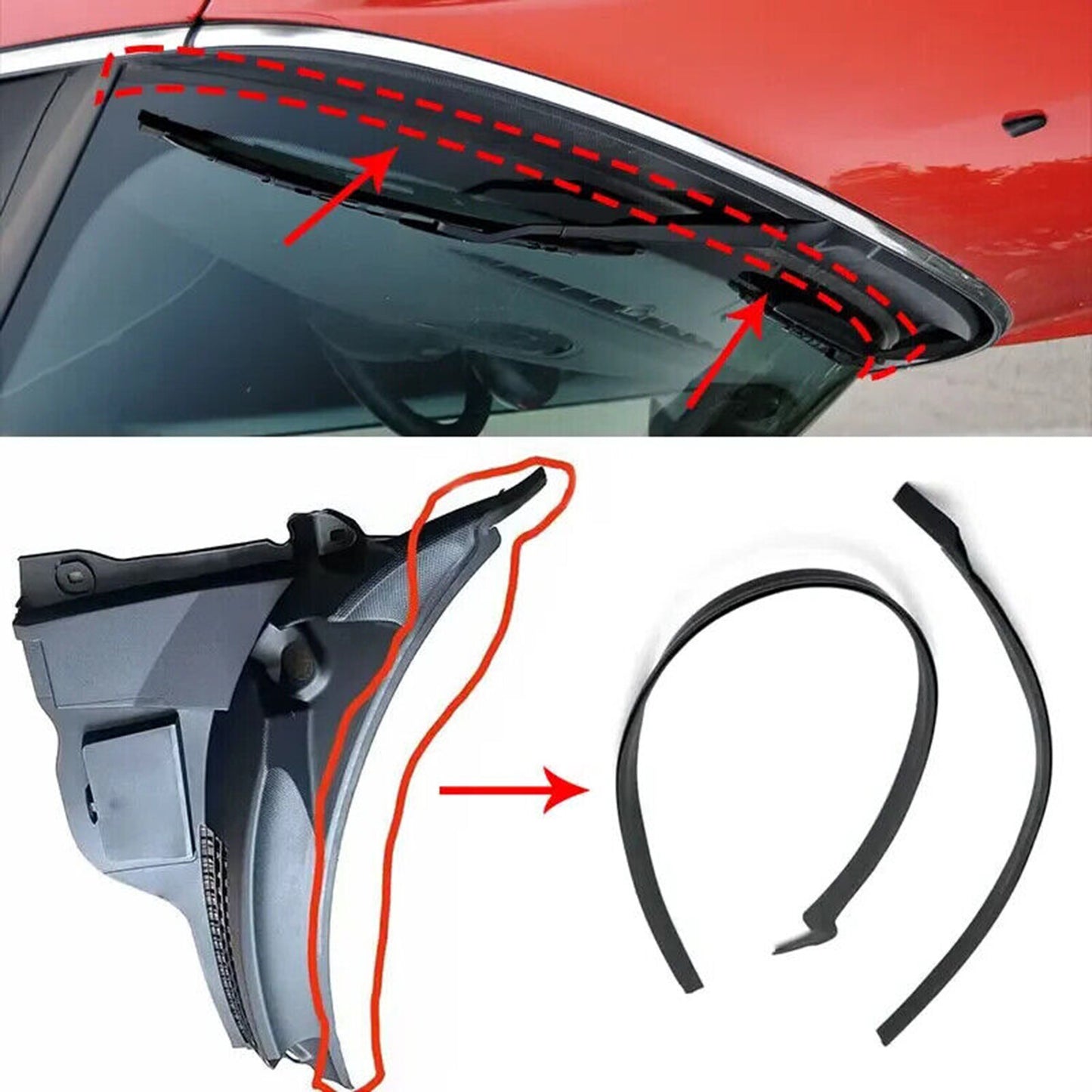 for Mini Cooper R56 R55 R57 2Pcs Windshield Cowl Cover Apron Seal Trim Strip