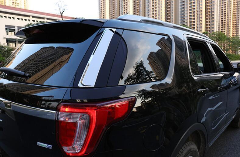 2PC Chrome Rear Wing Side Spoiler Moulding Cover Trim for Ford Explorer 16-2019