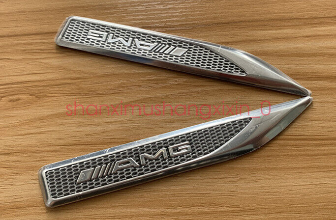 2-Pack AMG Metal Knife Badge Decals for Mercedes-Benz