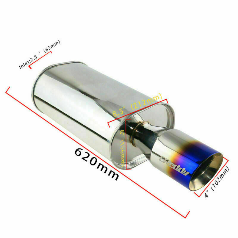 2.5 ID 4 OD Performance Sport Great Sound Straight Exhaust Muffler Tip Blue