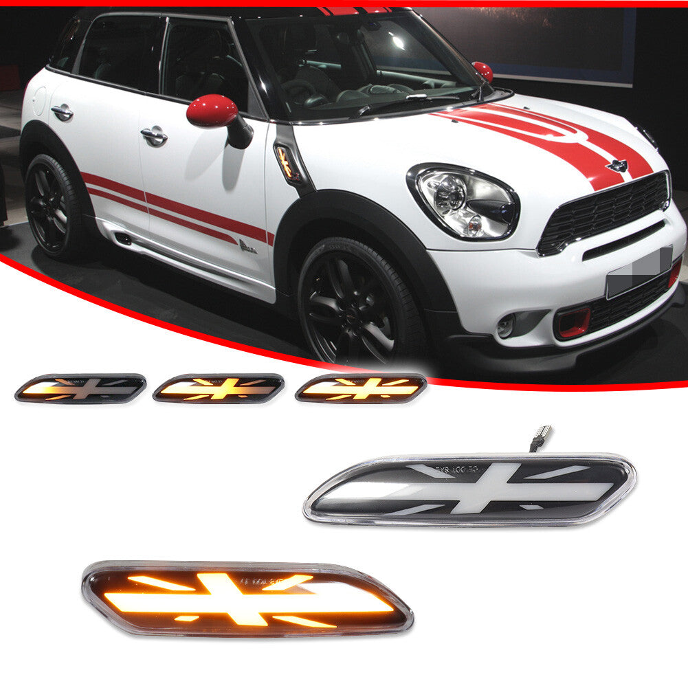 Transparent sequential LED side marker turn signal light suitable for 11-16 for Mini Cooper R60 R61- v