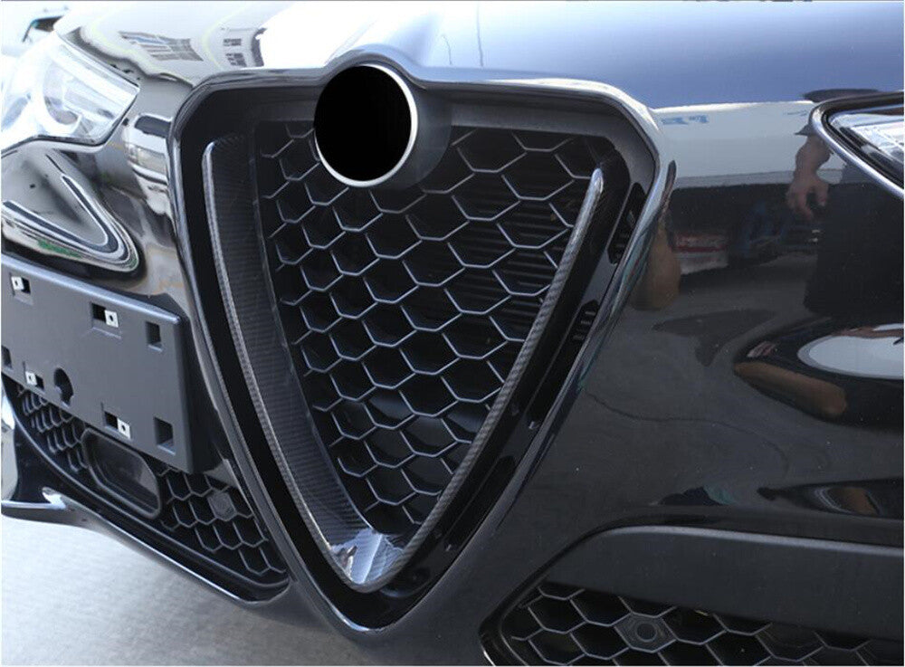 Real Carbon Fiber Front Bumper V Shape Grille Cover for Alfa Romeo for Stelvio 2017+