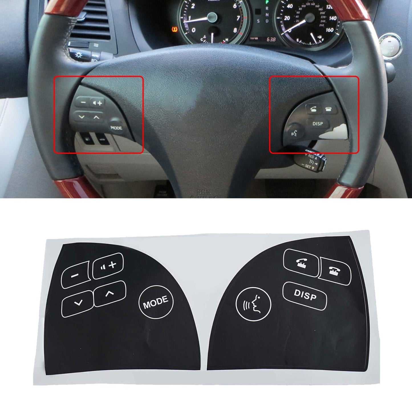 for LEXUS ES350 2007-2012 STEERING WHEEL CONTROL BUTTON DECALS STICKERS v
