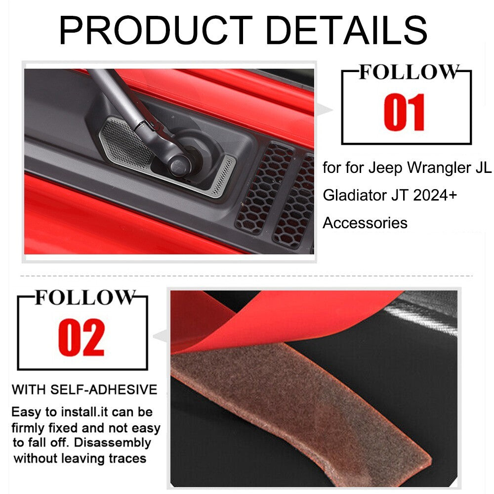Chrome Front Windshield Wiper Base Mesh Cover for Jeep for Wrangler JL JT 2024 2025+