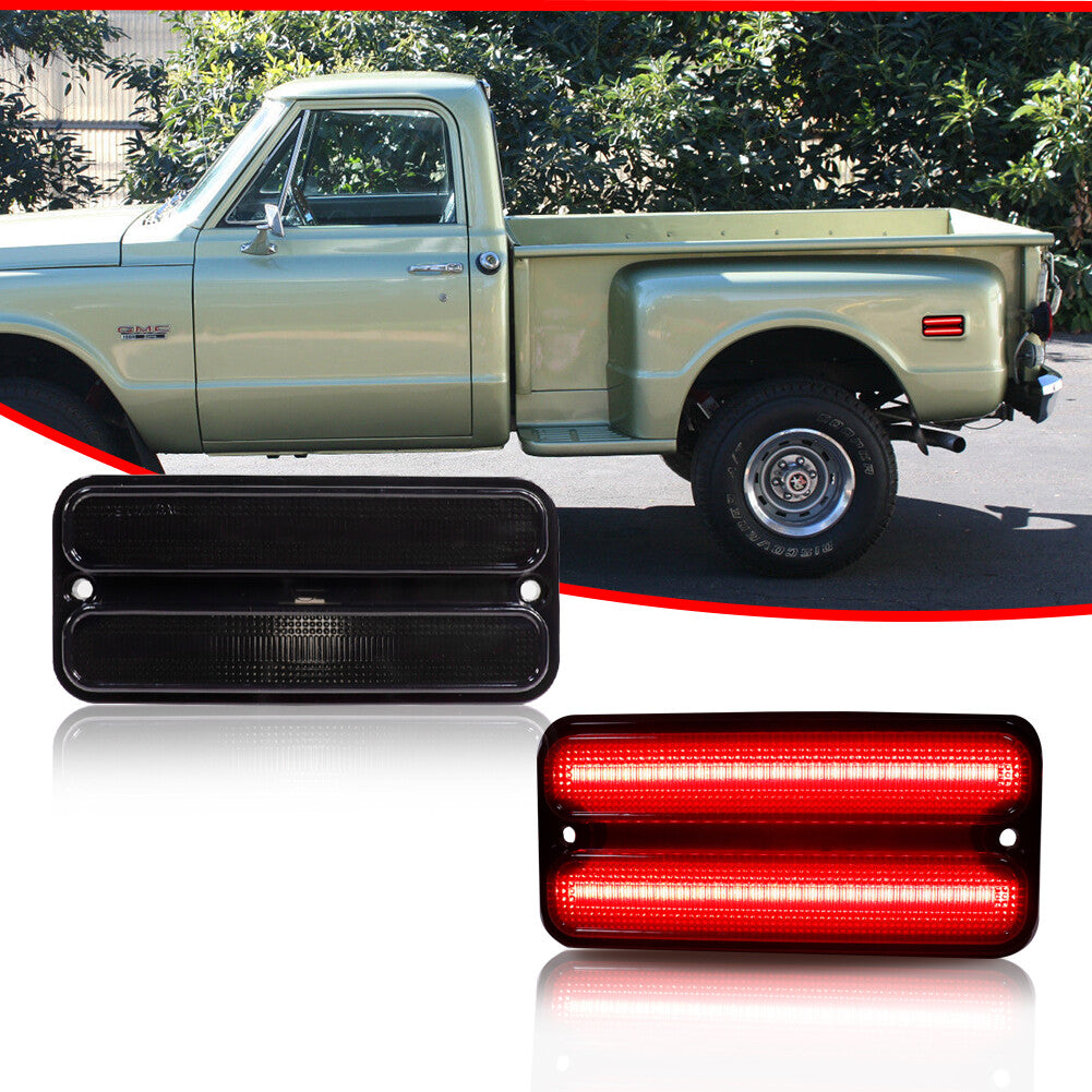 2 Pieces Left and Right Marker Light Reflector Red LED For 1968 - 1972 for GMC Trucks - v