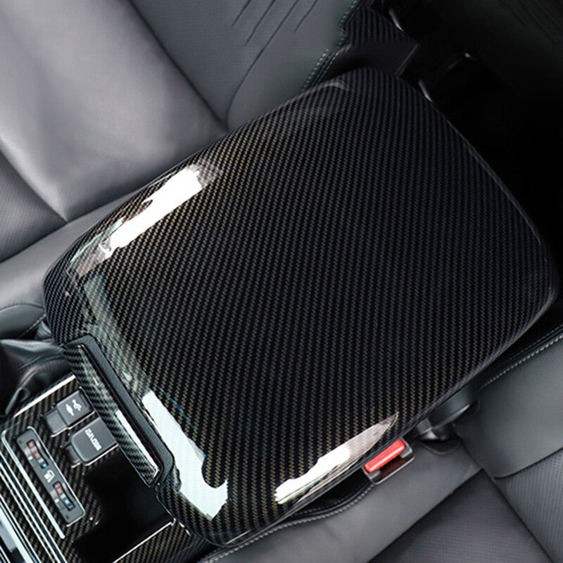 Carbon Fiber Inner Armrest Box Panel Cover Trim for Toyota Prado FJ150 2010-2021