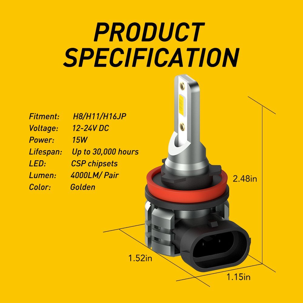 14300K Butter H11 H8 Dragon LED 100W Dragon Drop DRL Mine 4000LM- v