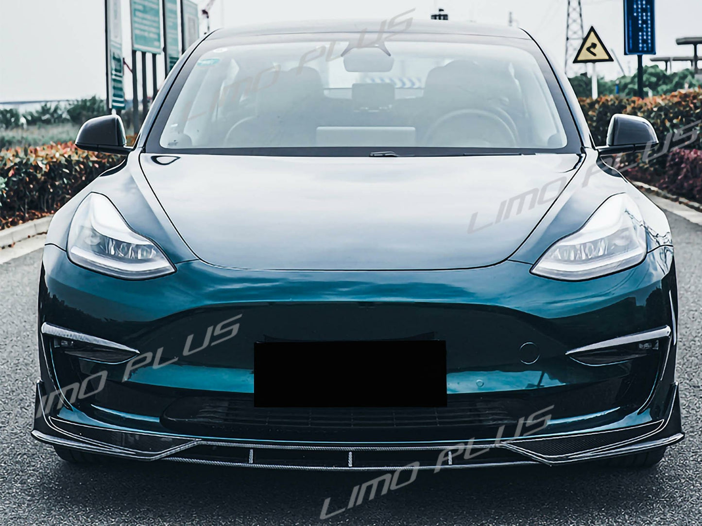 For 2017-2023 for Tesla Model 3 Cabon Fiber ABS Front Bumper Lip Spoiler Splitter Q