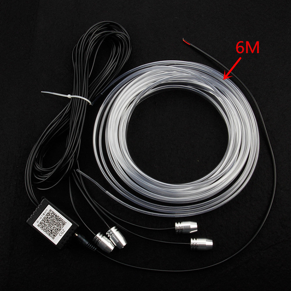 6-meter RGB LED car interior neon light strip with Bluetooth mobile app control of ambient lighting Q