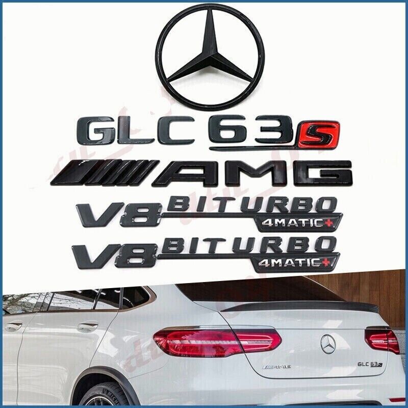 GLC63S AMG V8 BITURBO 4MATIC+ rear star emblem, glossy black for Mercedes emblem