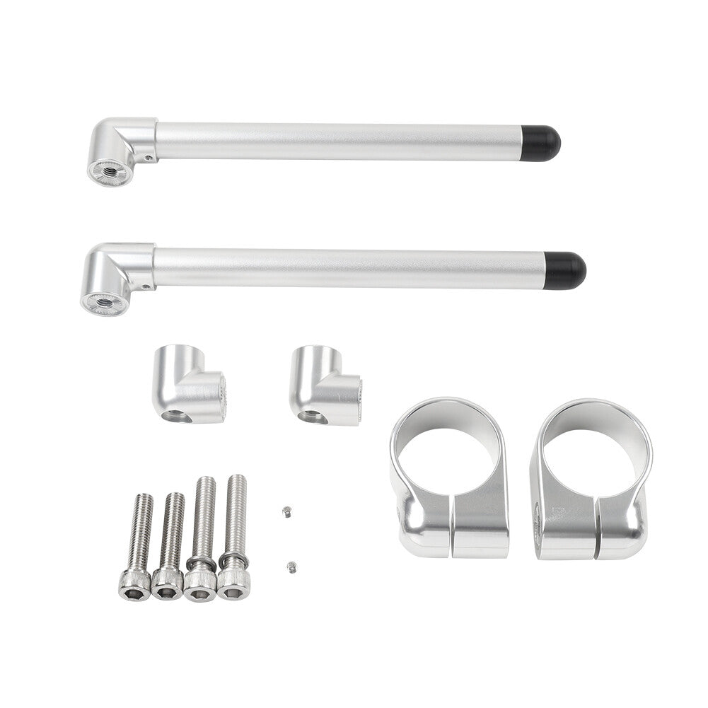 Silver Cafe Racer Bars 7/8 Universal Clip-On Handlebar Fork Tube 52MM