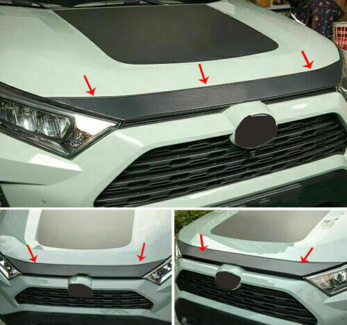 for Toyota RAV4 2019-2023 Carbon Fiber Look Front Engine Hood Strip Sticker Deco