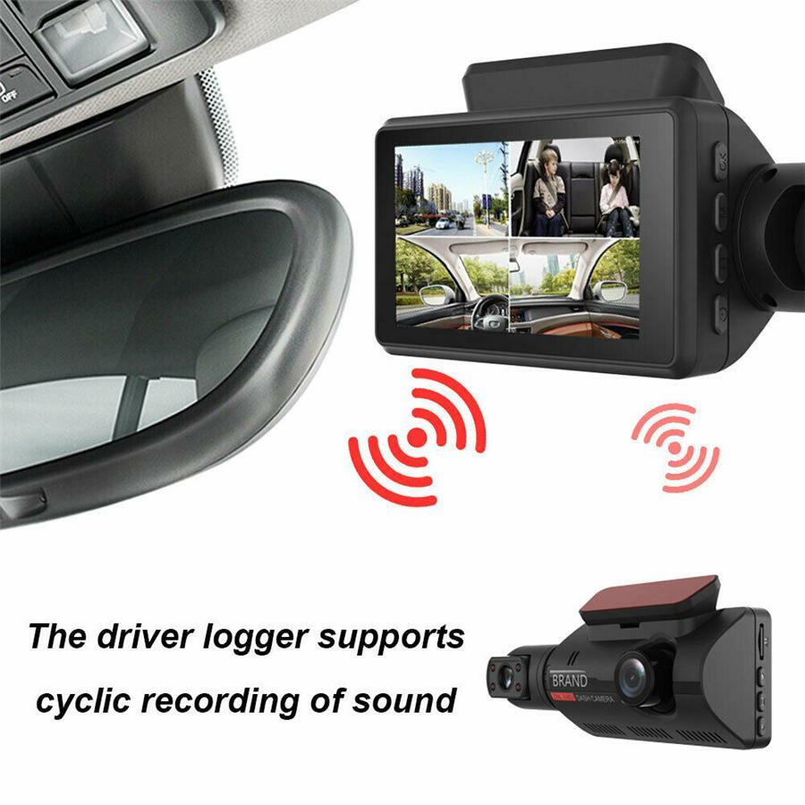 HD 1080P 3in Dual Lens HD Car DVR Rearview Video Dash Cam Recorder Camera