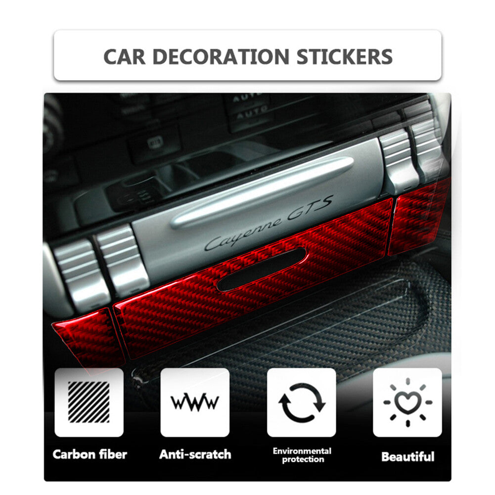 3Pcs Red Carbon Fiber Ashtray Panel Cover Trim for Porsche for Cayenne 2003-10