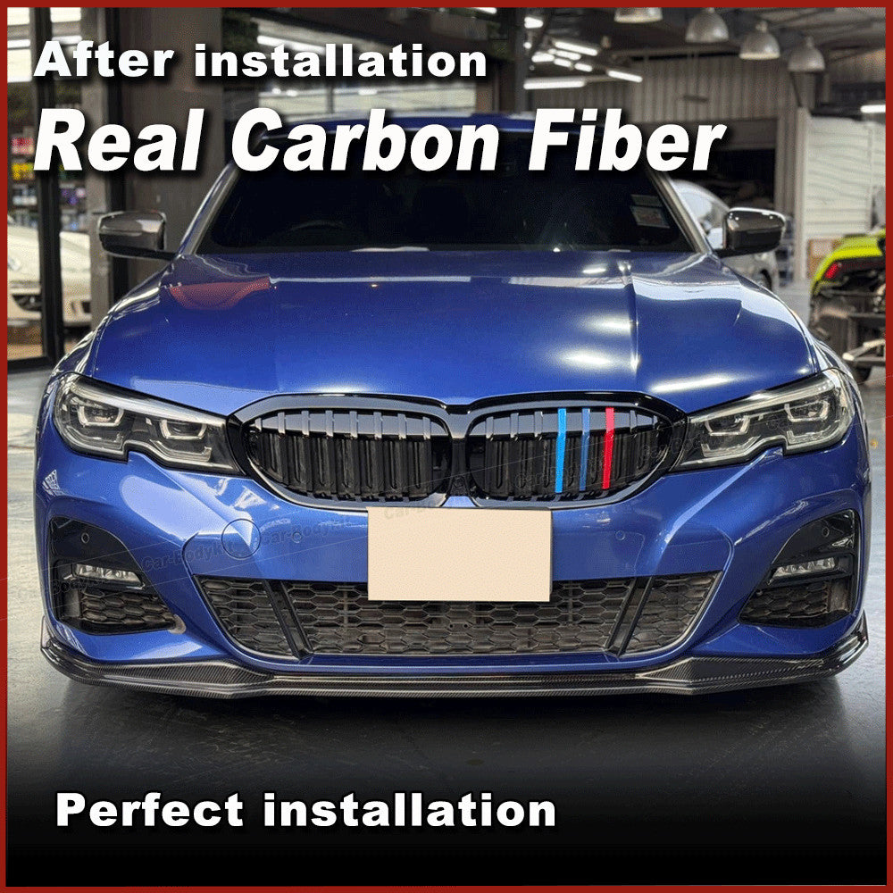 REAL CARBON Front Bumper Lip Spoiler Splitters for BMW G20 M340i 330i 2019-2023