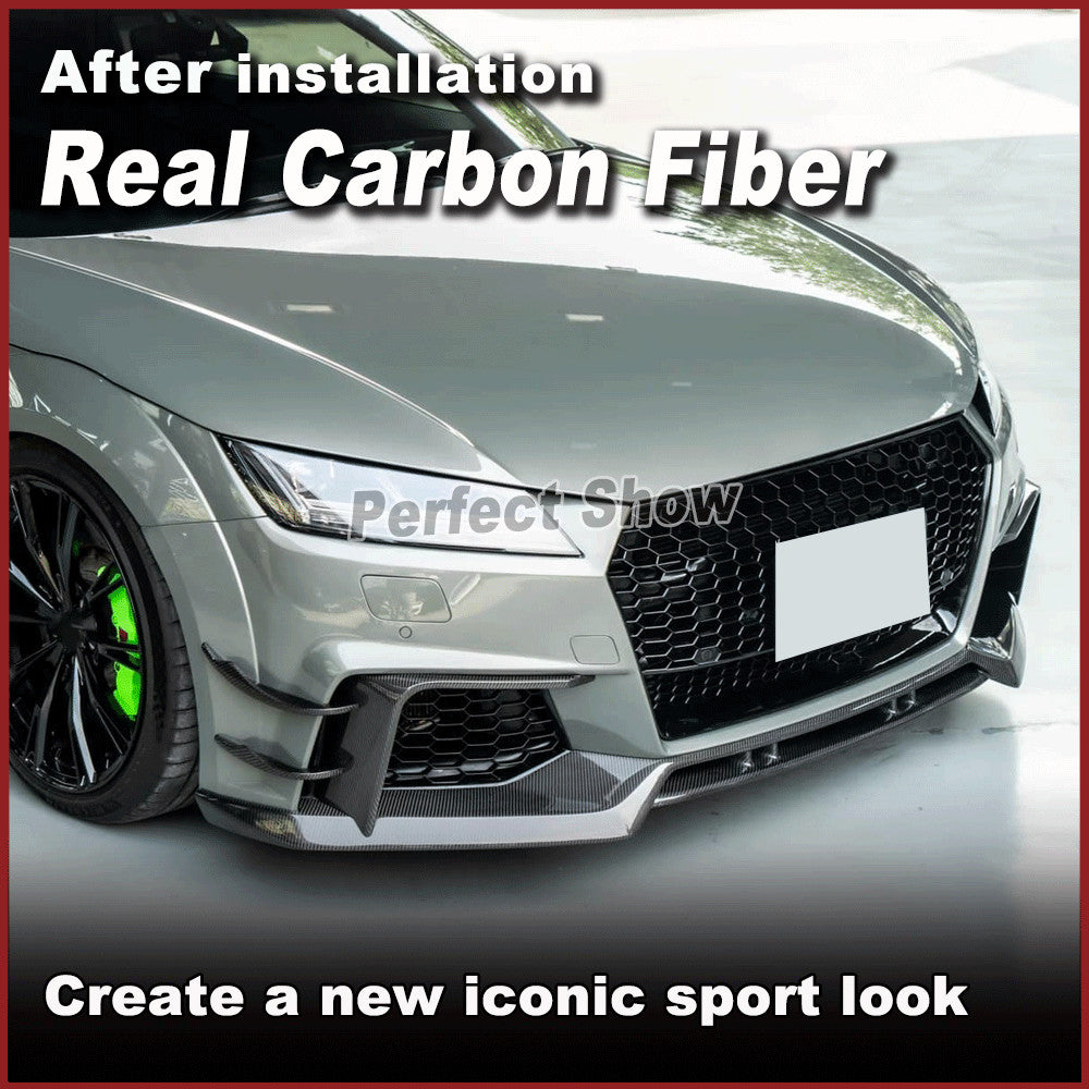 Fit for Audi TT RS MK3 2016-18 REAL Carbon Front Bumper Splitters Fins Lip 4PCS