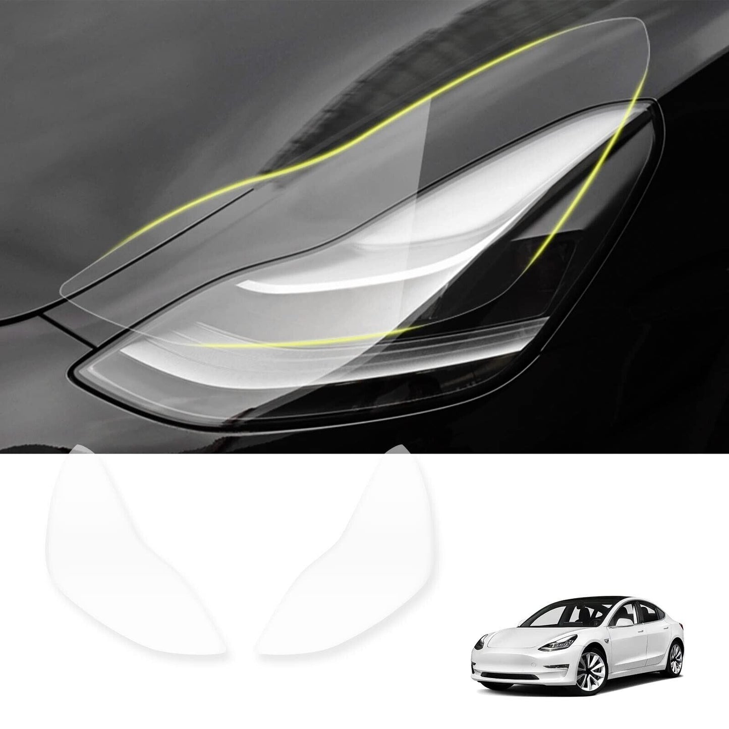 Front Lights Clear Protection PPF Headlights Overlays for Tesla Model 3/Y