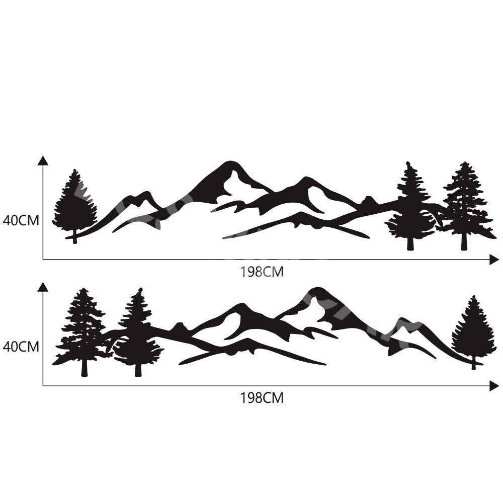 Pair Car Body Side Door Racing Vinyl Film Stickers Decal Mountain Tree Graphics