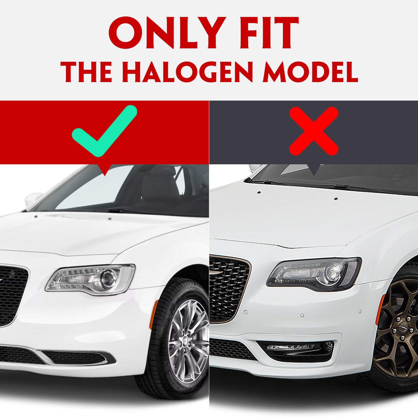 2015 - 2023 for for CHRysler 300 for CHRome Halogen LED DRL Projector Headlights LH v