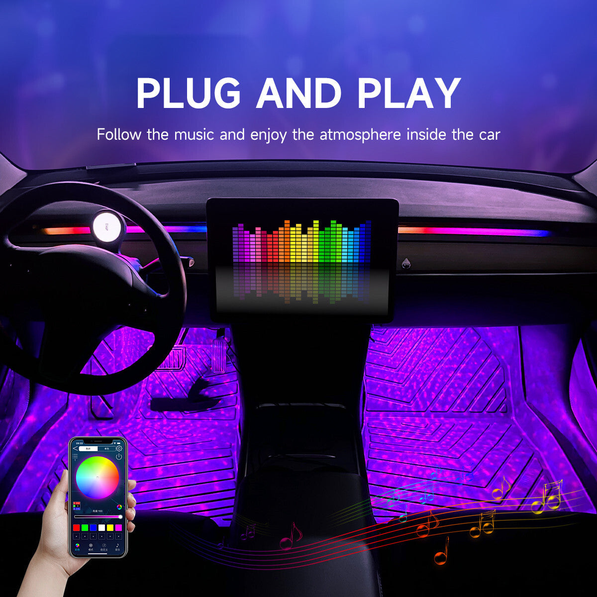 RGB LED Car Interior Atmosphere Starry Sky Foot Lamp Ambient Decorative Light