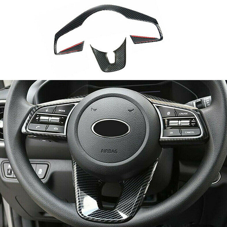for Kia Forte K3 2019-2021 Carbon Fiber Inner Steering Wheel Frame Cover Trim 2x