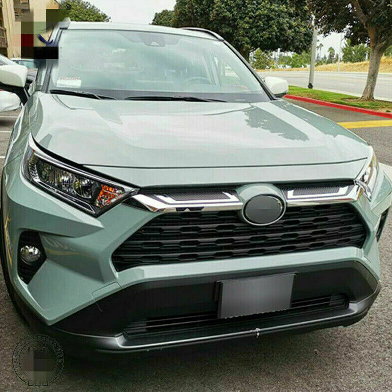 for Toyota RAV4 2019-2023 Carbon Fiber Chrome Car Front Grille Stripe Cover Trim