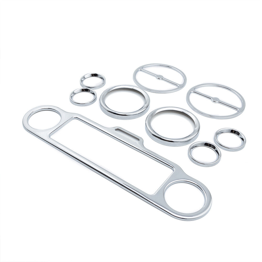 9Pcs Speedometer Speaker Stereo Accent Chrome Trim Ring for Harley Touring 86-13 Q