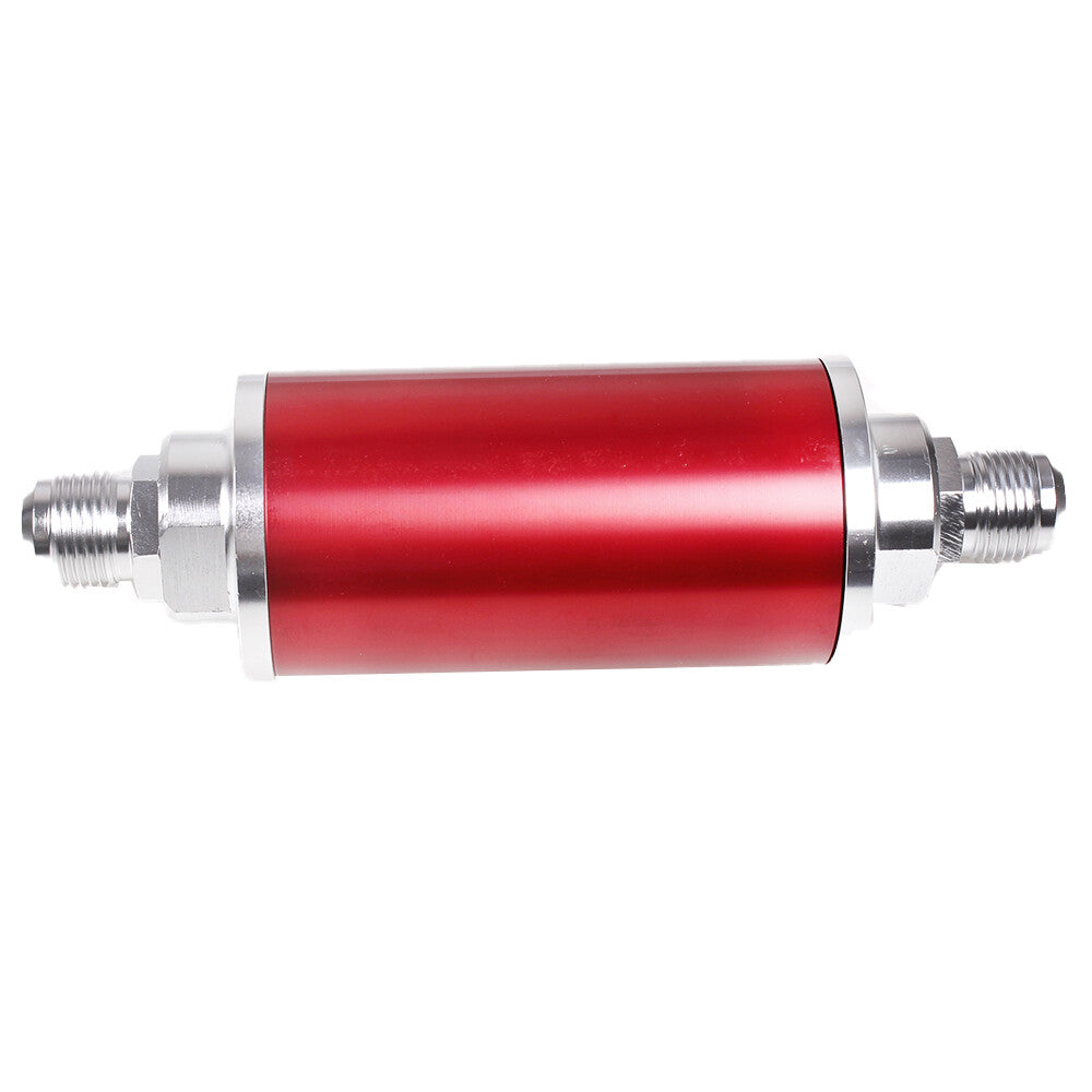 Performance Inline Fuel Filter with100 Micron Element AN6/AN8/AN10 Red 58mm Q