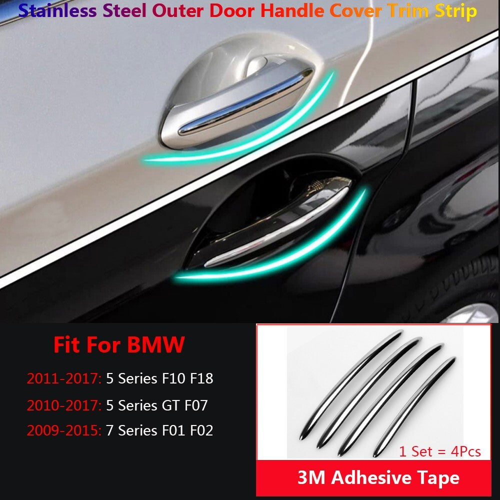 4x Stainless for BMW 5 7 Series F10 F07 F01 Car Exterior Door Handle Cover Trims
