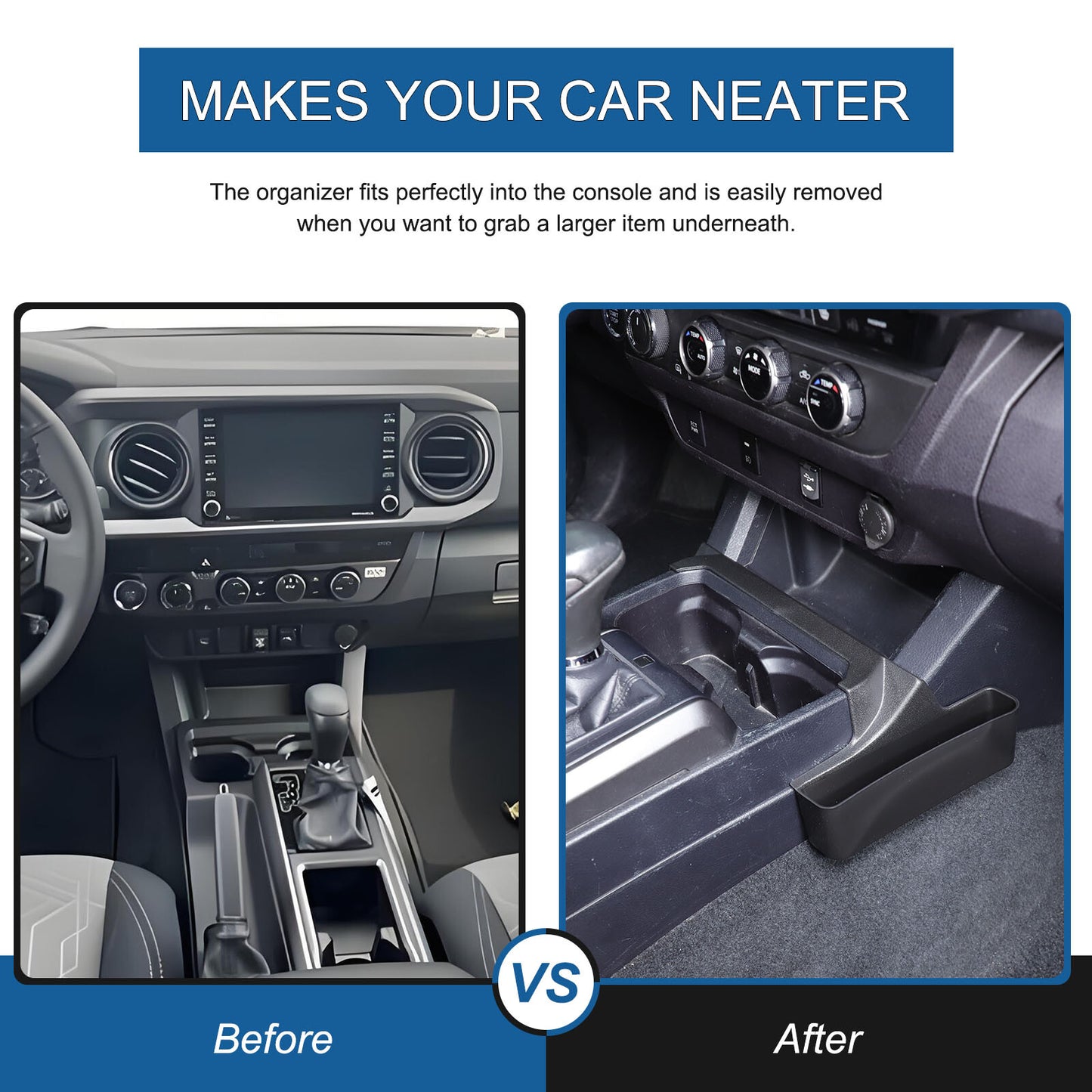 Center Gear Tray Gear Shift Side Storage Box, Black, for Tacoma 2016 - 2022 n