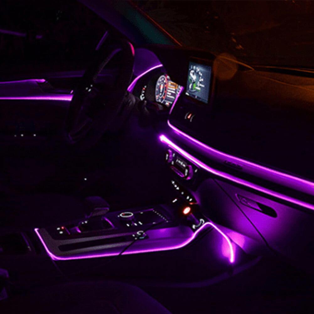 2M Car Interior LED Neon Light Decor Atmosphere EL Wire String Strip Lamp Purple