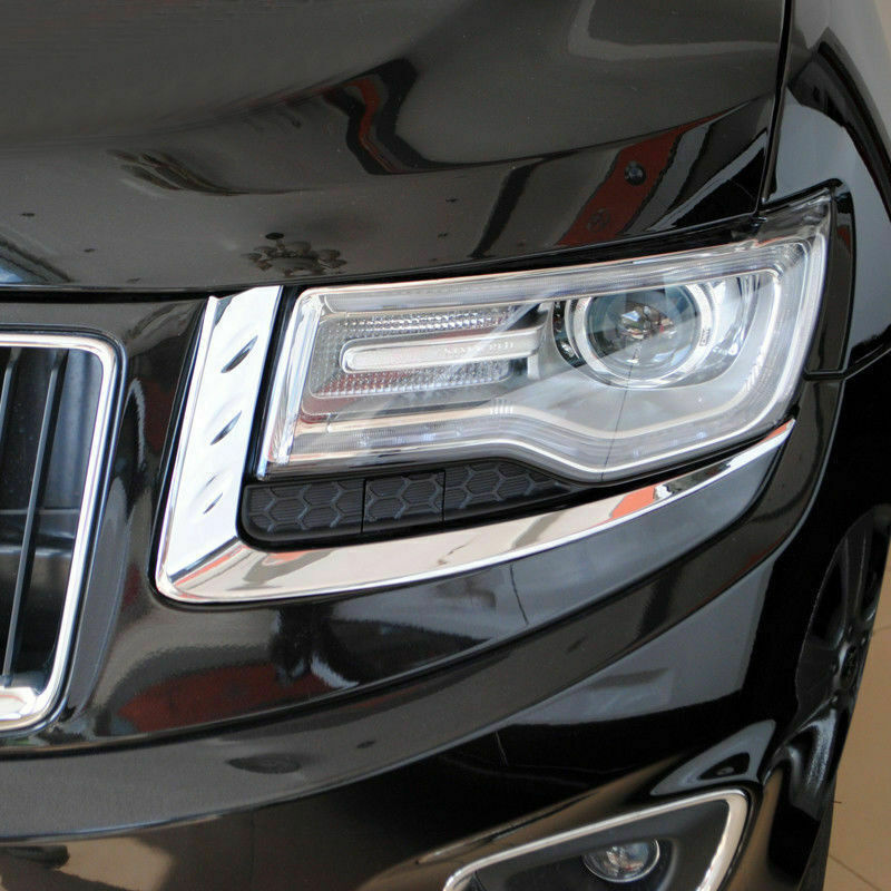 for Jeep Grand Cherokee 2014-2016 Chrome Front Head Light Lamp Eyelid Cover Trim