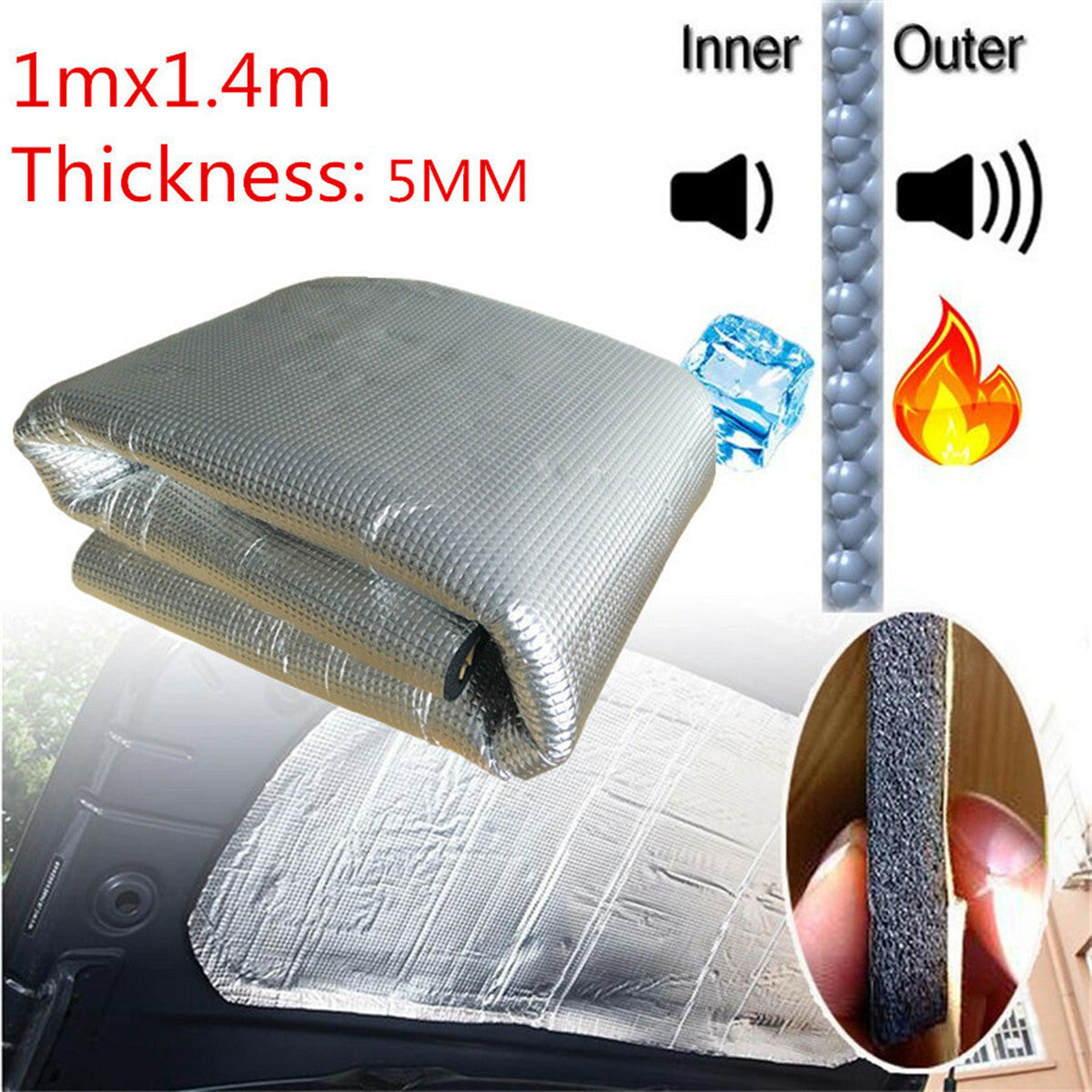 Sound Deadener Heat Shield Insulation Mat Car Firewall Hood Engine Bay 1x1.4m Q