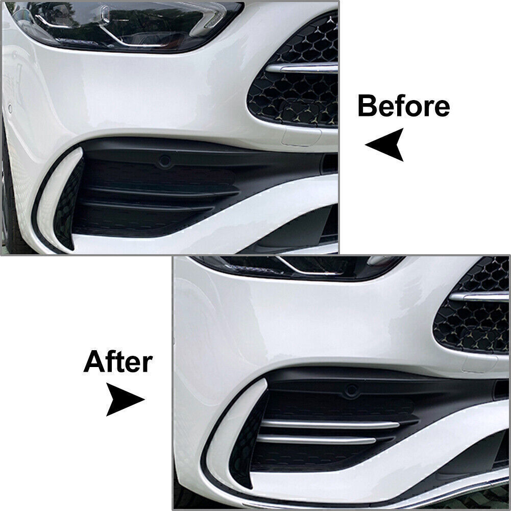 4x for Benz C-Class W206 Silver Front Bumper Splitter Fins Body Spoiler Canards