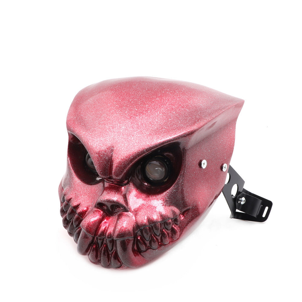 Motorcycle LED Skull Headlight Lamp With 28-41mm Fork Mount Bracket for Harley Q