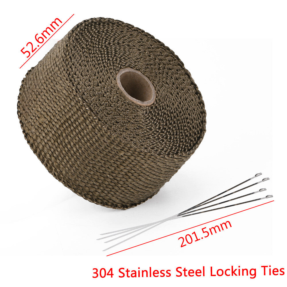 Titanium Basalt Manifold Header Exhaust Pipe Heat Wrap+6 Ties Kit 2x50FT