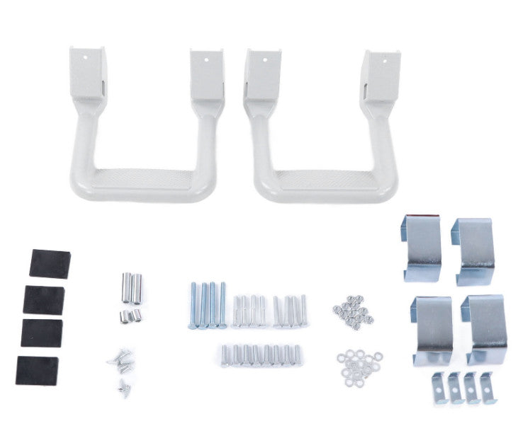 2XTruck Silver Powder Coated Side Pedal/Staff Set Aluminum Suitable for Ford / for Chevy / for GMC / for Dodge
