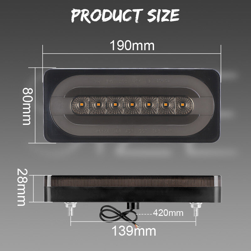 2Pcs Rectangle LED Truck Trailer Strip 3rd Brake Lights Rear Turn Tail Light Bar
