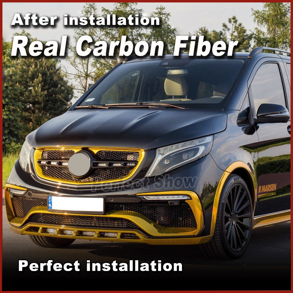 for Benz W447 2015-2019 Dry Carbon Fiber Front Bumper Bonnet Engine Hoods Cover