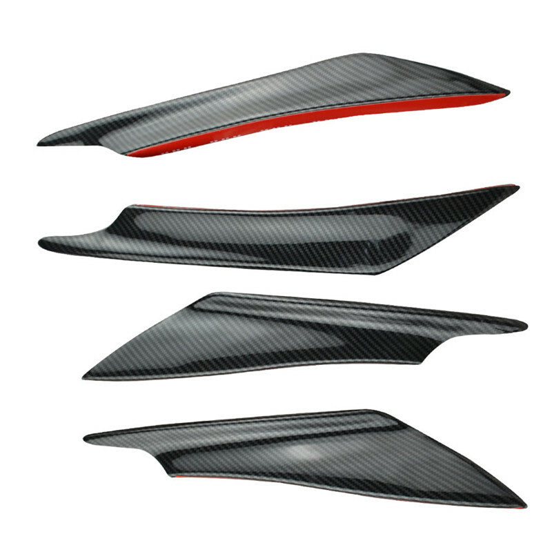 4pcs Carbon Fiber Bumper Spoiler Canard Lips Splitter Fin Diffuser Valence Chin