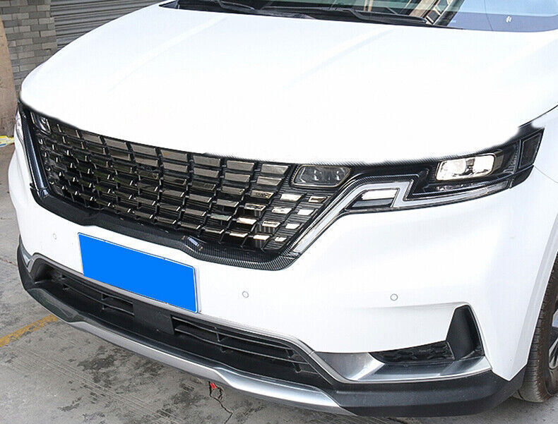for Kia Carnival 22-23 Carbon Fiber Front Central Grille Moulding Cover Trim 3x