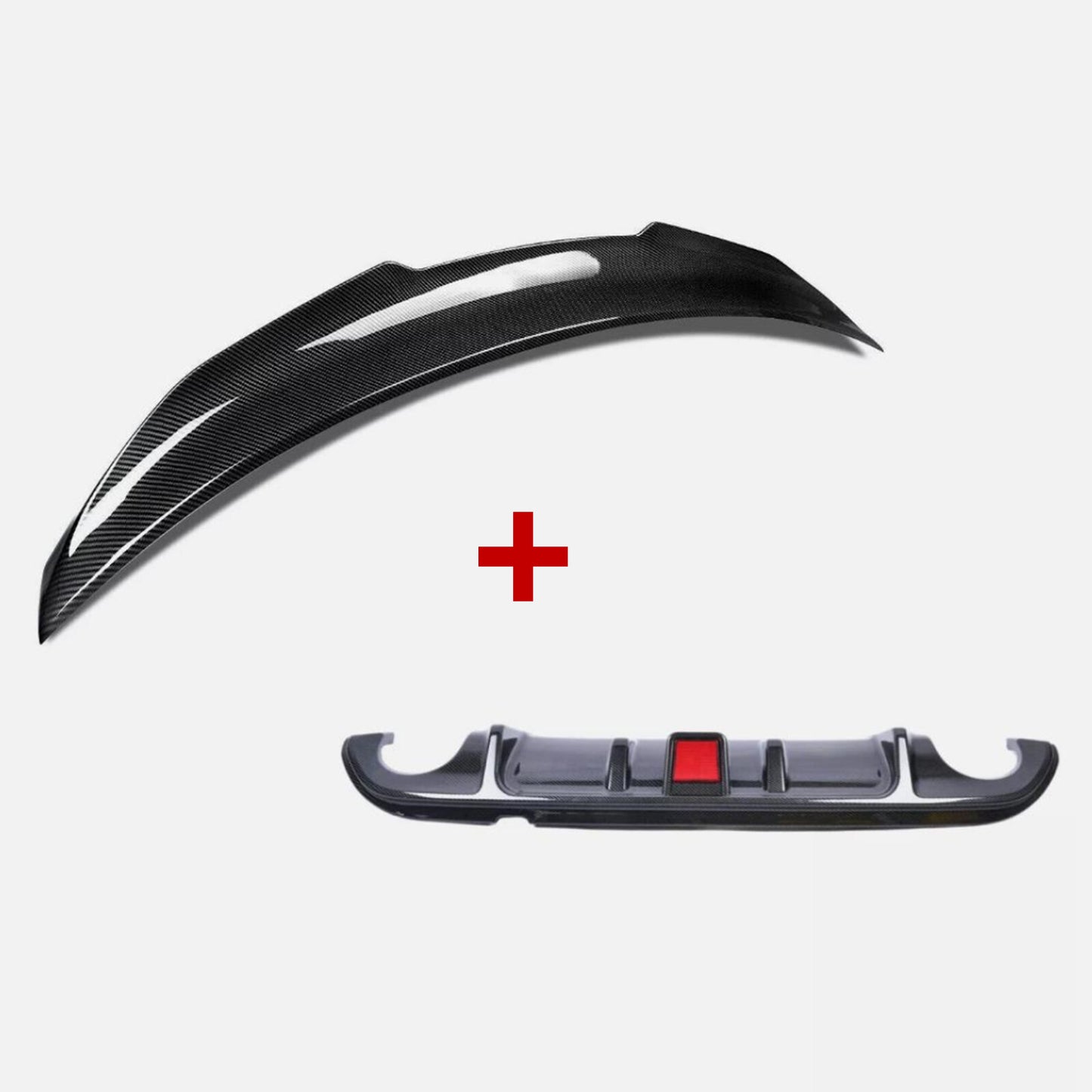 Suitable for 2014-2017 for Infiniti Q50: Carbon fiber rear bumper diffuser and rear boiler. Q