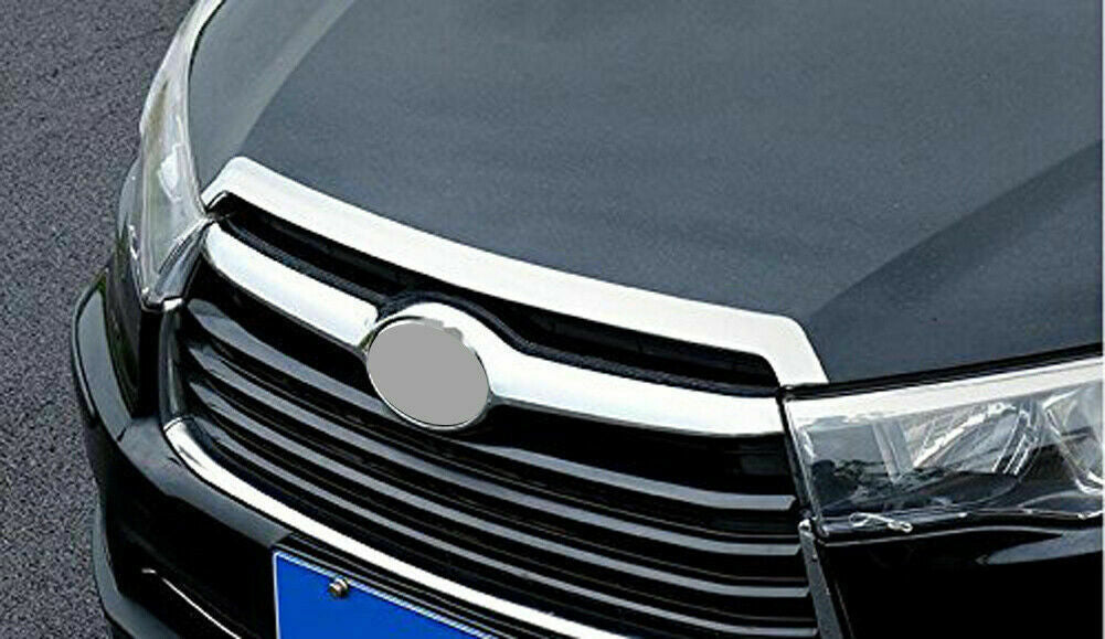 Chrome Front Hood Grille Cover Bonnet Strip Trim for Toyota Highlander 2014-2019