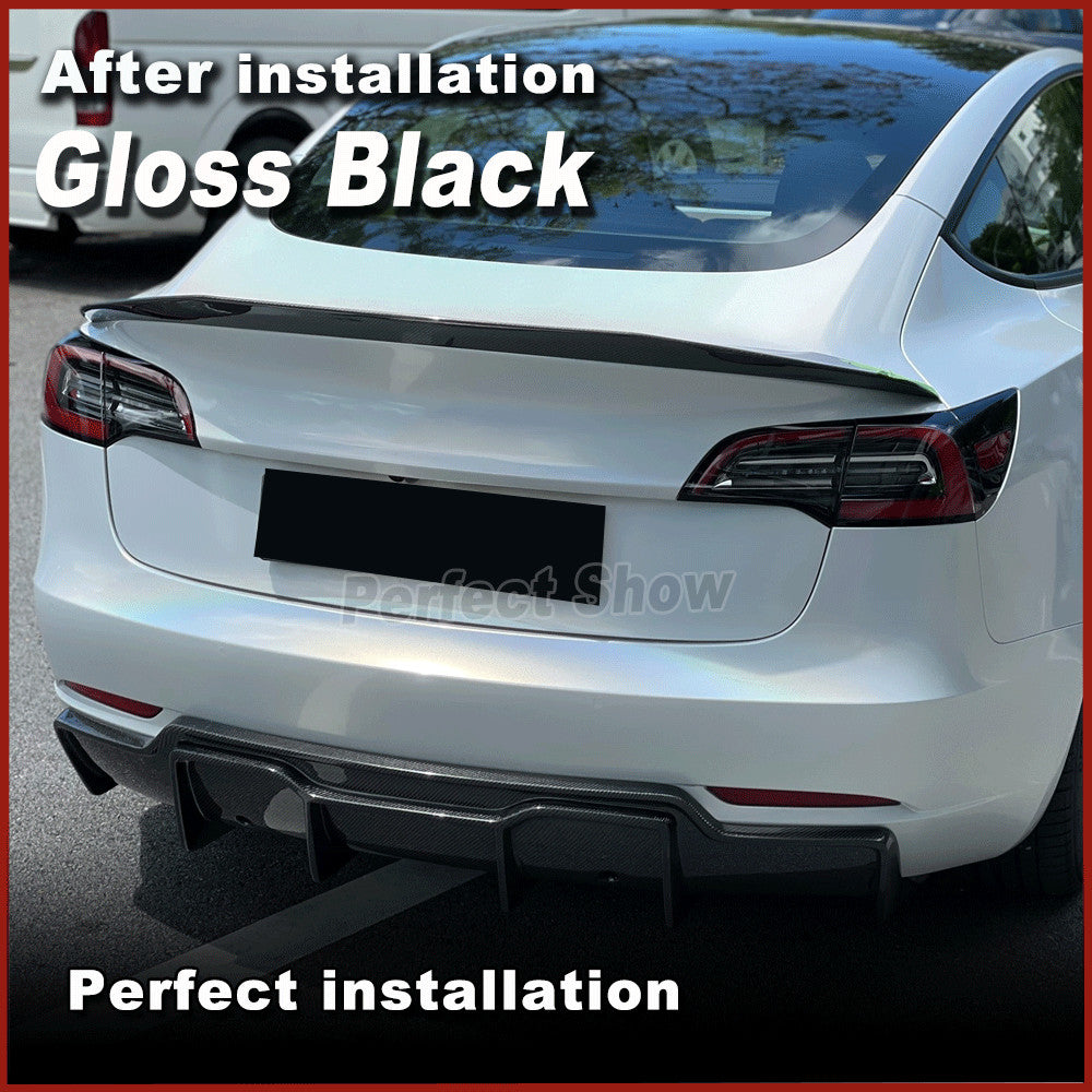 Fit for Tesla Model 3 Sedan 2016-23 Gloss Black Rear Bumper Diffuser Lip Spoiler