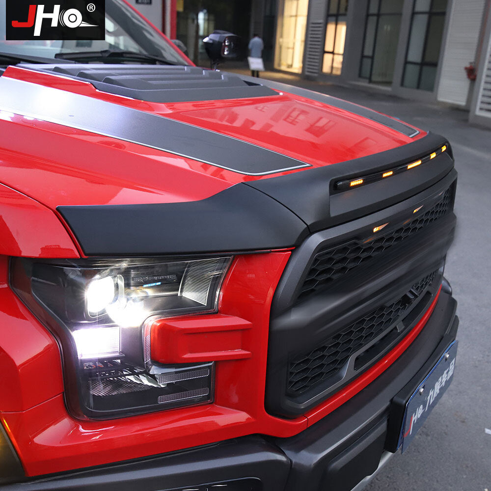 Bug Shield Hood Deflector Guard Bonnet Protector With Lights For F150 2015-2021