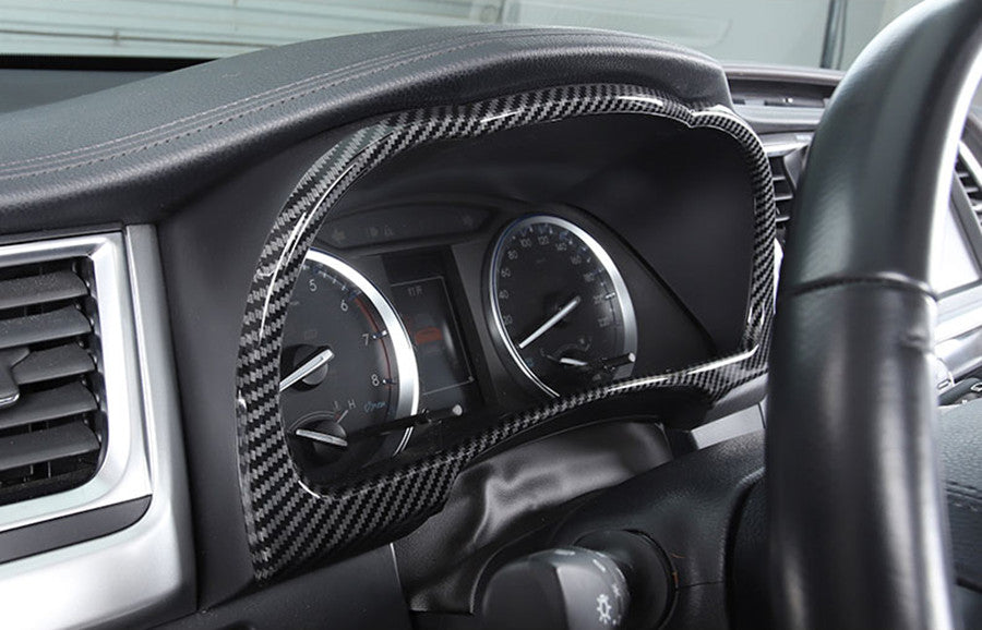 for Toyota Highlander 17-2019 Carbon Fiber Dashboard Panel Frame Cover Trim 1PCS