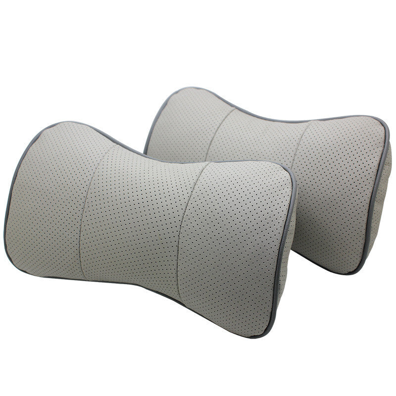 2pc Car for Seat Headrest Neck Cushion Pillows Real Leather Universal Multiciolor Q