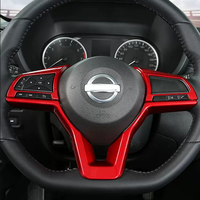 For Sentra 2020-2024 Red ABS Steering Wheel Decor Frame Trim 3PCS v