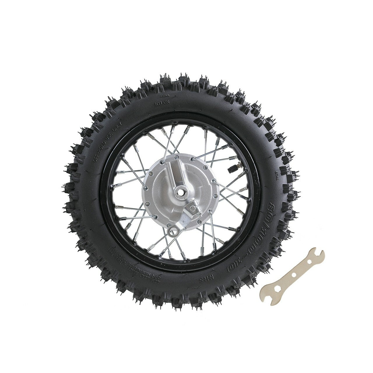 10-inch rear wheel, 80/100-10 tire, rim + swingarm for Dirt Pit bikes 50cc, 70cc, 110cc