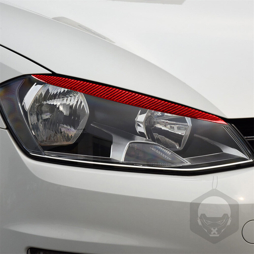 Red Carbon Fiber Headlight Eyebrow Eyelids Cover for VW for Golf 7 GTI MK7 2013-2018
